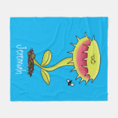 肉食おもしろい金星のハエの捕獲植物漫画 フリースブランケット (正面(横))