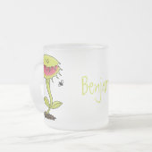 肉食おもしろい金星のハエの捕獲植物漫画 フロストグラスマグカップ (正面左)