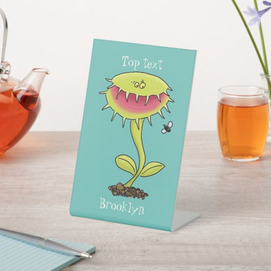 肉食おもしろい金星のハエの捕獲植物漫画 台座サイン (インサイチュ)