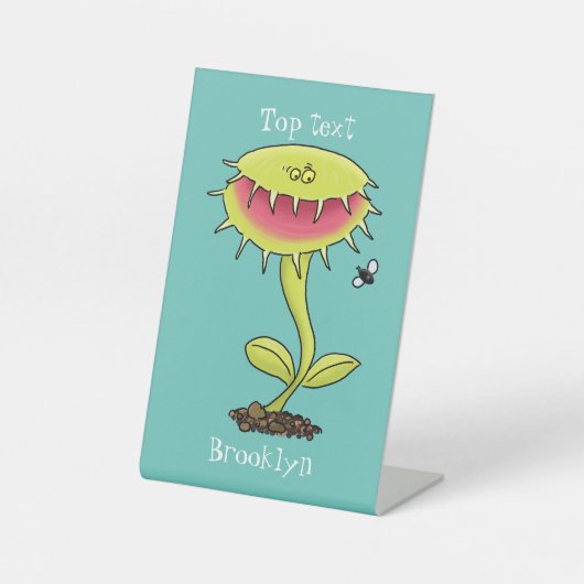 肉食おもしろい金星のハエの捕獲植物漫画 台座サイン (正面)