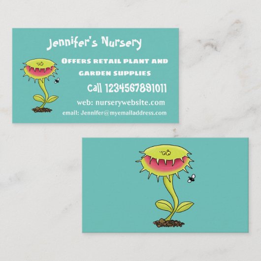 肉食おもしろい金星のハエの捕獲植物漫画 名刺 (正面/裏面)