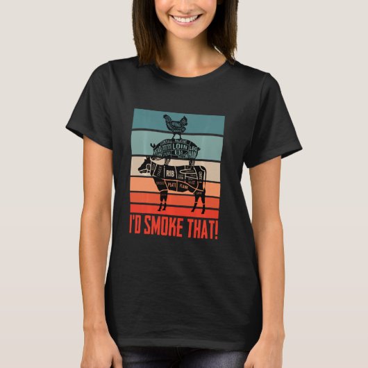 肉食の牛の喫煙者グリリング私は吸う Tシャツ (正面)
