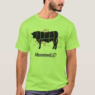 肉食べる人! おもしろいで風味がよいビーフは肉屋の図表を切ります Tシャツ