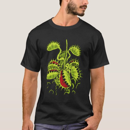 肉食植物ビーナスフライトラップ植物学 Tシャツ (正面)
