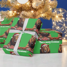 肉食獣ライオン クリスマス ギフト包装紙 ラッピングペーパー