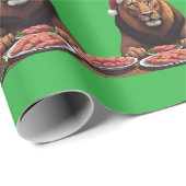 肉食獣ライオン クリスマス ギフト包装紙 ラッピングペーパー (ロールコーナー)