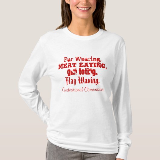 、肉食身に着けていること、毛皮の、旗WをToting銃… Tシャツ (正面)
