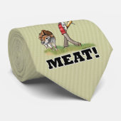 肉! タイ-緑のステーキパターン ネクタイ (ロール)