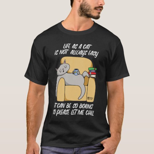 肌寒いキャットメンズブラック Tシャツ (正面)