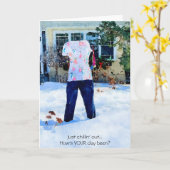 肌寒いパンツ凍っていの服装空白の カード (黄色い花)