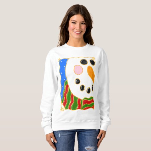 肌寒い雪だるま抽象芸術クリスマスアートへ衣服 スウェットシャツ (正面フル)