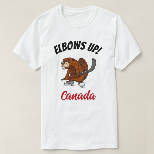 肘を上げろ!カナダビーバー Tシャツ (デザイン正面)
