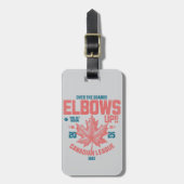 肘を上げろ！ボード越しカナダリーグホッケー ラゲッジタグ (正面縦)