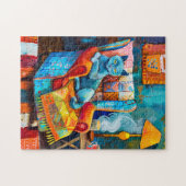 肘掛け椅子に居心地の良い猫 ジグソーパズル (横)