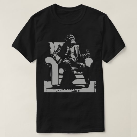 肘掛け椅子に座ったサル Tシャツ (デザイン正面)