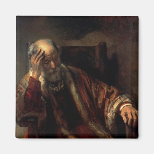 肘掛け椅子に座った老人 マグネット (正面)