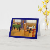 肘掛け椅子に座る カード (黄色い花)