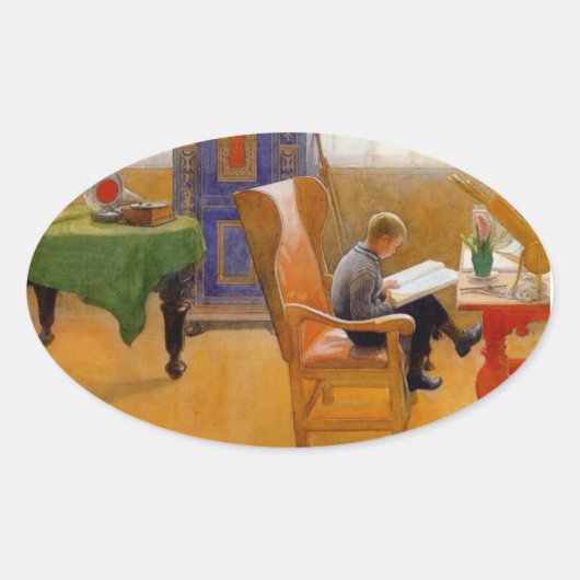 肘掛け椅子に座る 楕円形シール (正面)