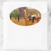 肘掛け椅子に座る 楕円形シール (バッグ)