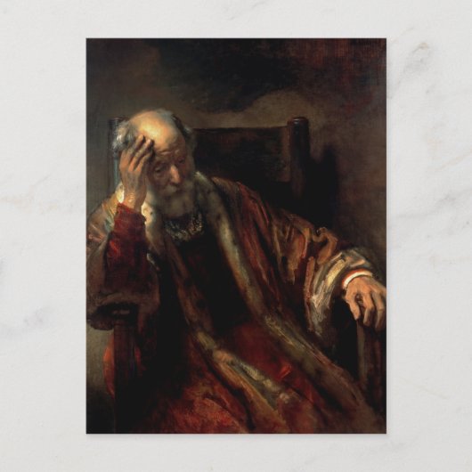 肘掛け椅子の老人 ポストカード (正面)