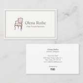 肘掛フランスの椅子インテリアデザインデザイナー呼び出しC コーリングカード (正面/裏面)