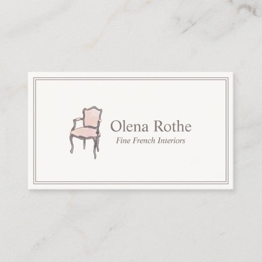 肘掛フランスの椅子インテリアデザインデザイナー呼び出しC コーリングカード (正面)