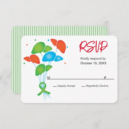 肝数珠バルーンカスタマイズ可能なパーティーRSVP 出欠カード (正面/裏面)