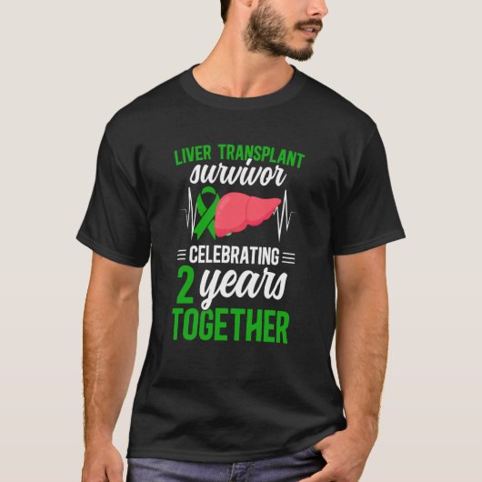 肝移植の生存者 2周年記念 肝臓再 Tシャツ (正面)