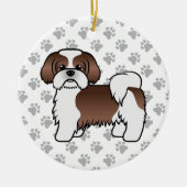 肝臓と白シーズー(犬)かわいい漫画の犬 セラミックオーナメント (正面)