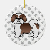 肝臓と白シーズー(犬)かわいい漫画の犬 セラミックオーナメント (裏面)