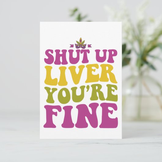 肝臓のあなたはマルディ素晴らしグラおもしろいスのギフトをシャットダウン サンキューカード (スタンド正面)