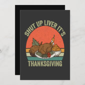 肝臓を閉じる感謝祭トルコおもしろいレトロ 招待状 (正面/裏面)