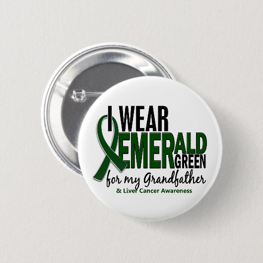 肝臓癌私は私の祖父10のためのEの緑を身に着けています 缶バッジ (正面&裏面)