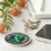 肝臓移植生存者グリーンリボンカスタム キーホルダー (側面)