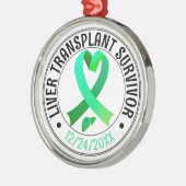肝臓移植生存者グリーンリボンカスタム メタルオーナメント (左)