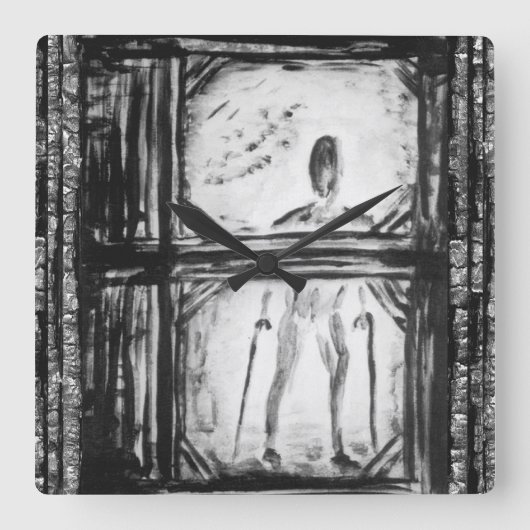 肢体不自由者 スクエア壁時計 (正面)