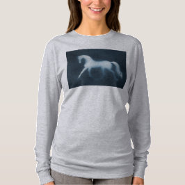 肩のスエットシャツを離れた馬のShilhouetteの灰色 Tシャツ