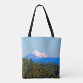 肩のトート、青、山のシーン、雪 トートバッグ (裏面)