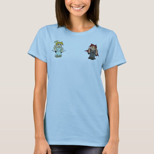肩の天使/悪魔のワイシャツ Tシャツ (正面)