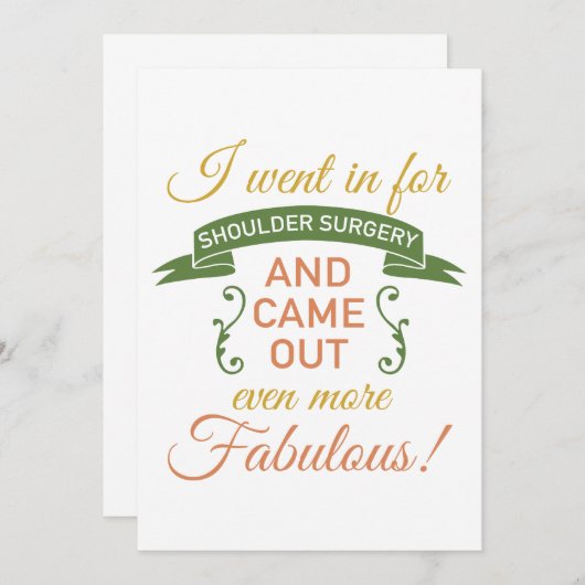 肩の手術の素晴らしい回復(緑) 招待状 (正面/裏面)