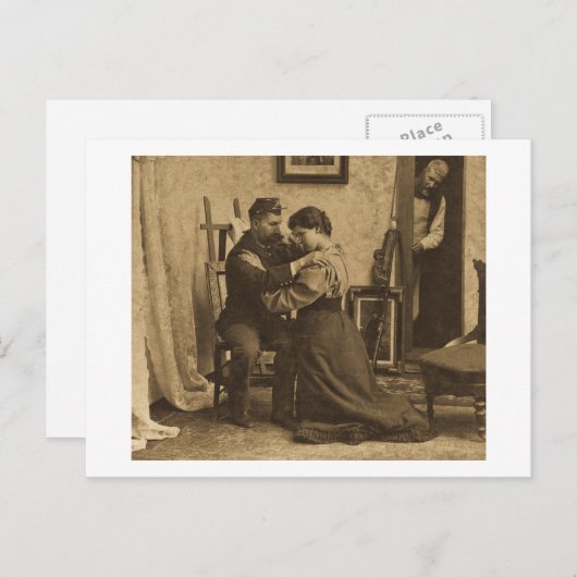 肩の腕アンティークグレースケールヴィンテージの立体表示 ポストカード (正面/裏面)