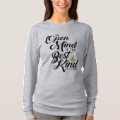 肩のCannatopiaの先入観のない考慮のワイシャツを離れた女性 Tシャツ (正面)