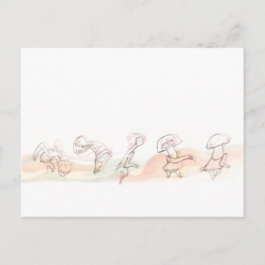 肩をすくめるしぐさのお祝いのダンス 案内ポストカード (正面)