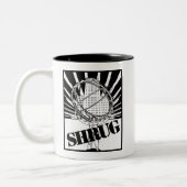 肩をすくめる新しい地図書によってインスパイア肩をすくめるしぐさ ツートーンマグカップ (左)