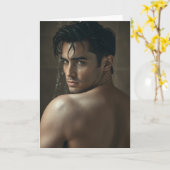 肩越しのイケメン グリーティングカード (黄色い花)