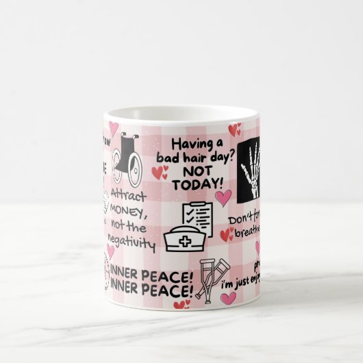 肯定おもしろい前向き整形外科ナースマグカップ コーヒーマグカップ (中央)