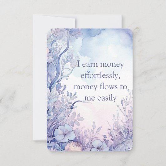 肯定かわいらしカード、紫のポジティブ引用文 (正面)