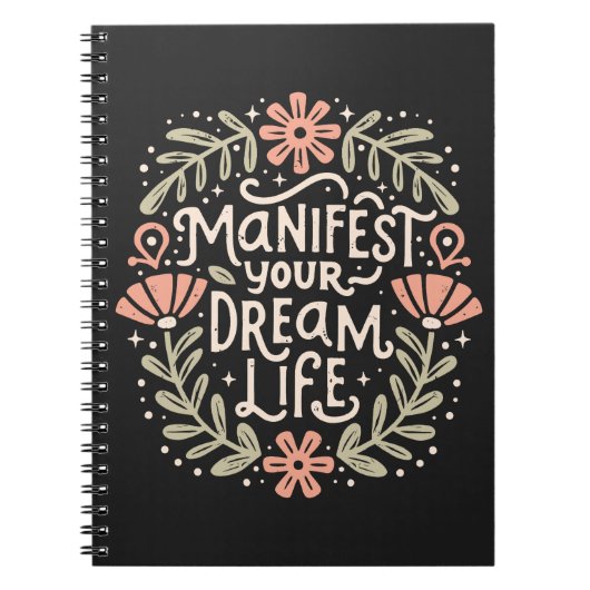 肯定を示すあなたの夢の人生を明らかにする ノートブック (正面)