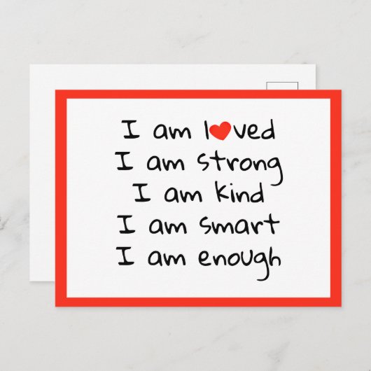 肯定ハートタイポグラフィレッドブラック ポストカード (正面/裏面)