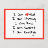 肯定ハートタイポグラフィレッドブラック ポストカード (正面)